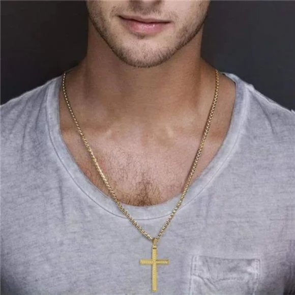 New Crucifix Cross Pendant Long Necklace Fine Jewelry For Men - Picture 2 of 7